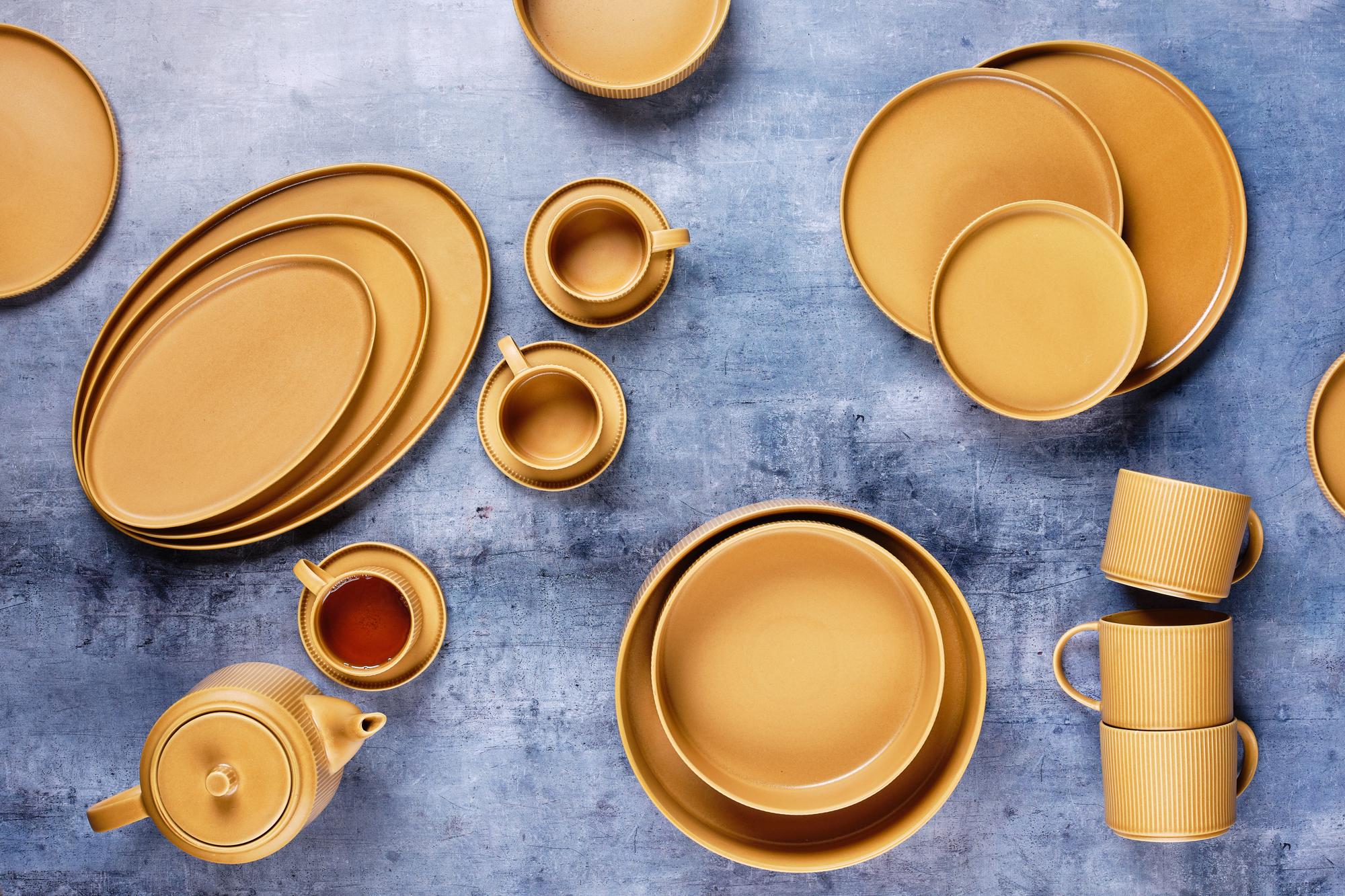 SCANDI tazza 15cl e piattino Ø12cm - 8 pezzi - Ocra