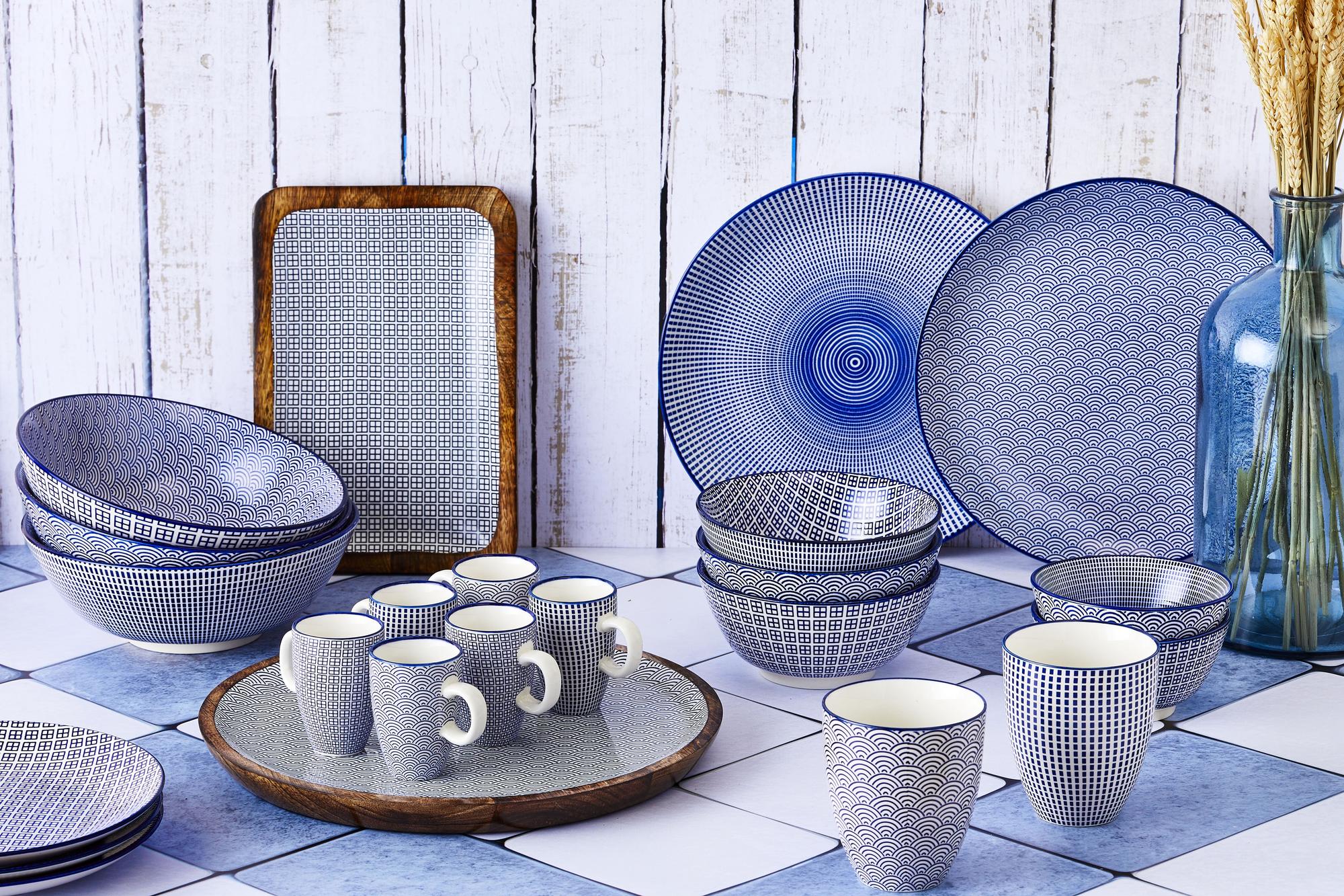 Schalen PATTERN Ø15cm - 6 tlg. - Dunkelblau
