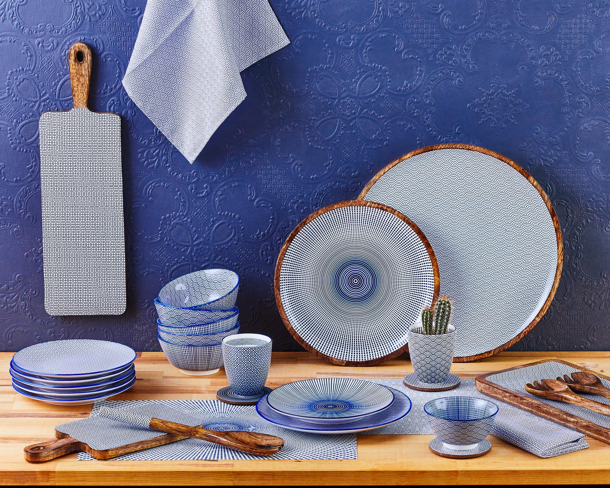 Schalen PATTERN Ø15cm - 6 tlg. - Dunkelblau