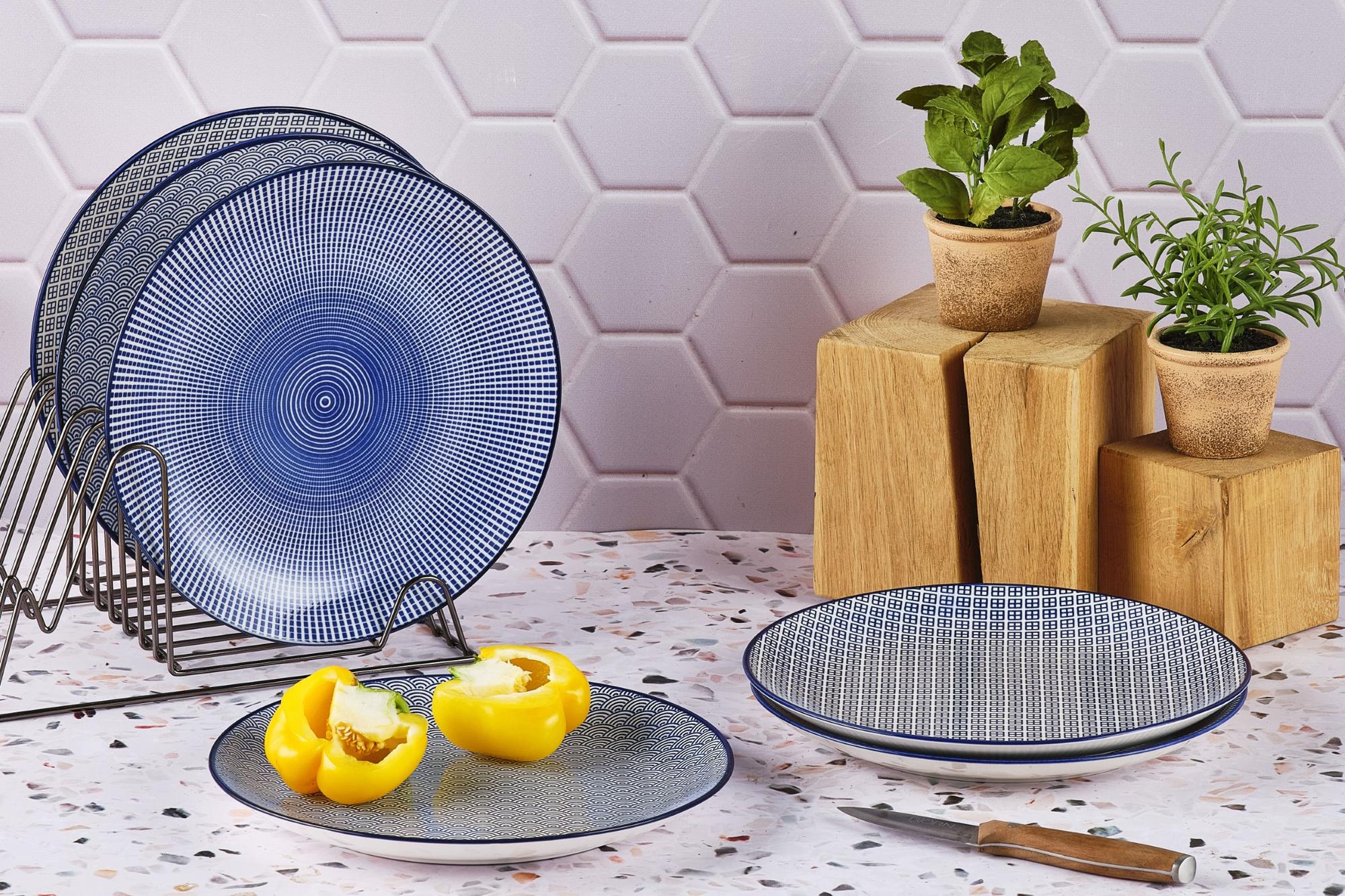 Teller-Set PATTERN Ø26cm - 6 tlg. - Dunkelblau