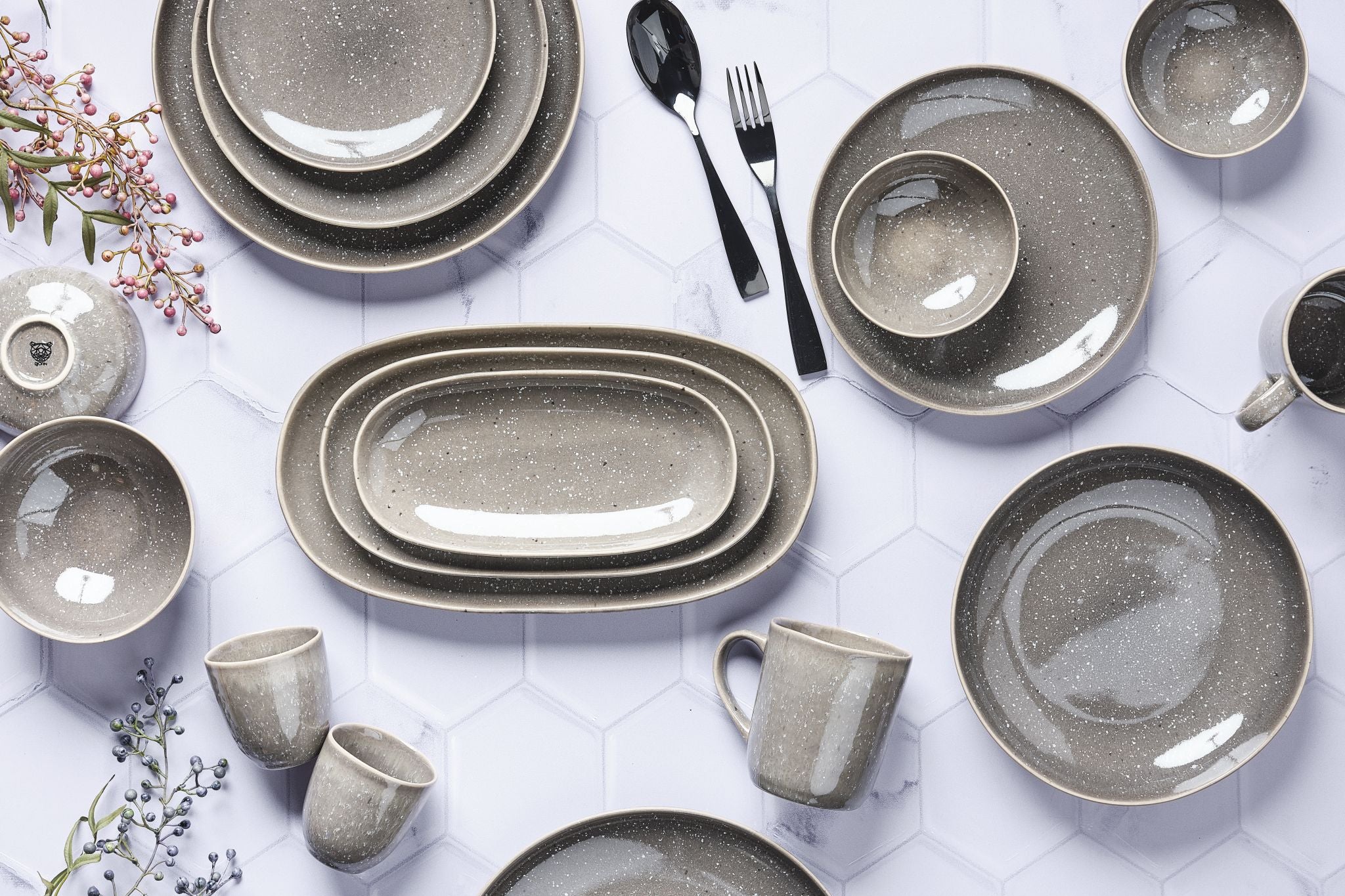 Soup plateSTELLAR Ø22,5cm - 6 pieces - Concrete grey