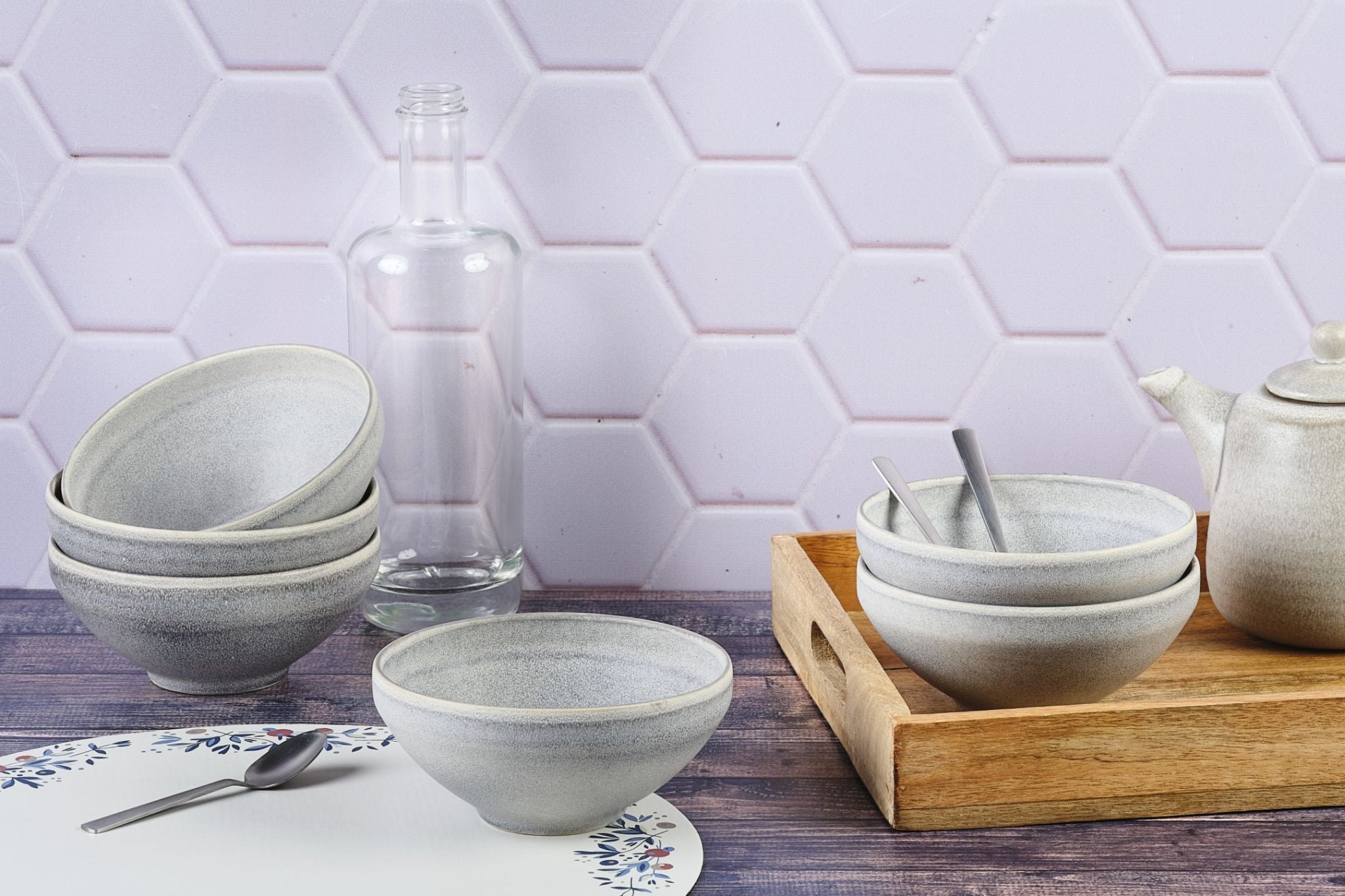 Bowl STONE Ø15cm - 6 pieces - Moon grey