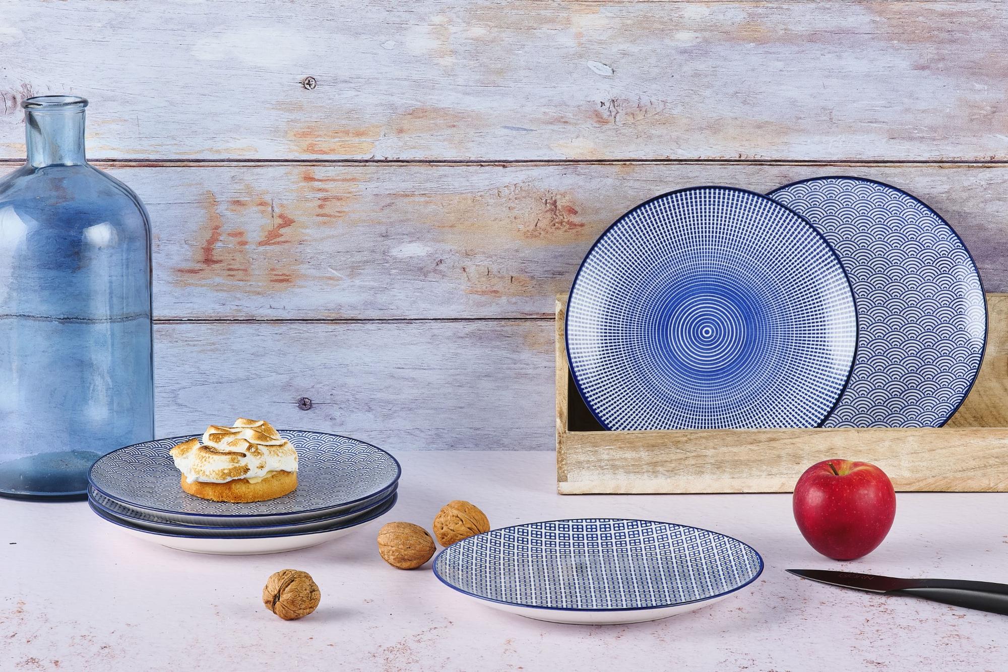 Teller-Set PATTERN Ø21cm - 6 tlg. - Dunkelblau