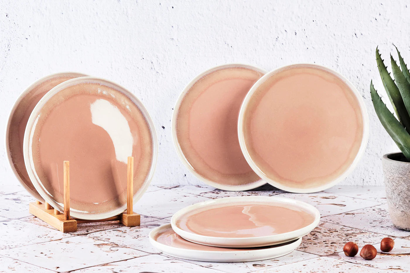 Piatto OXYGEN Ø21,5 cm - 6 pezzi - Rosa cipria