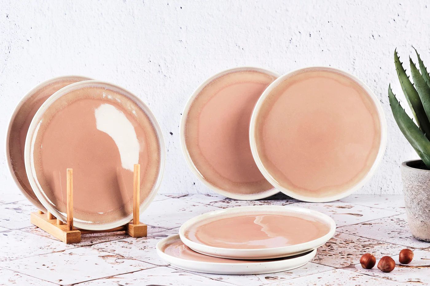 Plate OXYGEN Ø21,5cm - 6 pieces - Powder pink