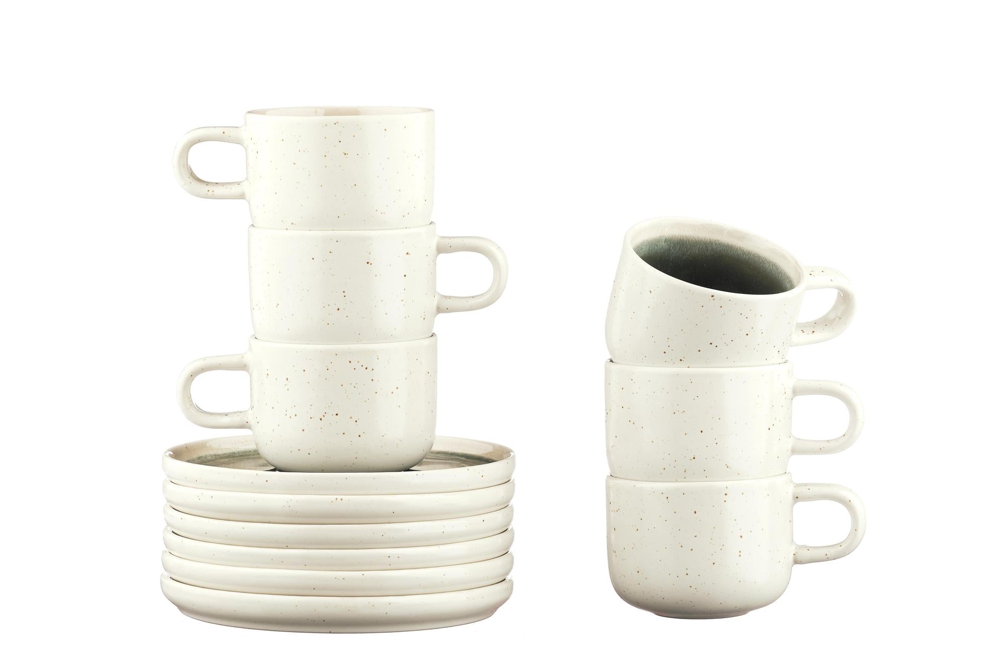 Tazza 20cl e piattino Ø15cm OXYGEN - 12 pezzi - Verderame