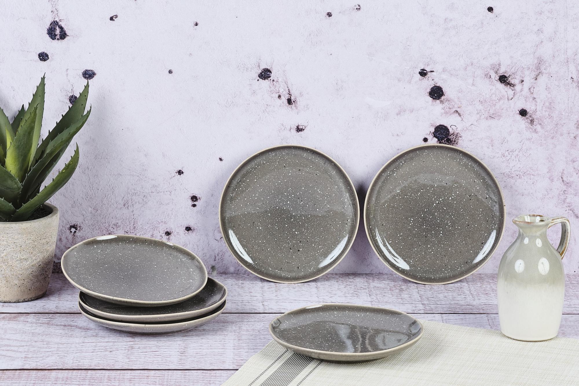 Teller-Set STELLAR Ø18cm - 6 tlg. - Betongrau