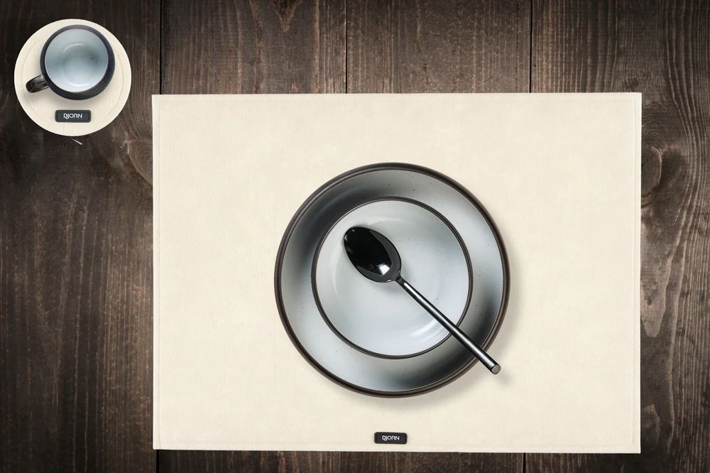 Round coaster - 6 pieces - Beige recycled felt