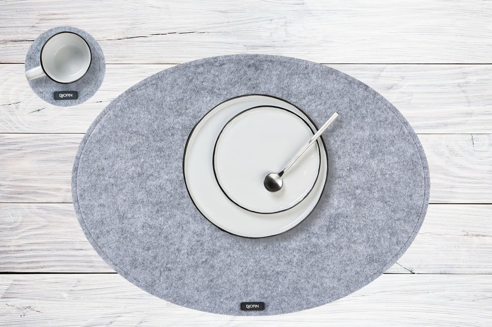 Round coaster - 6 pieces - Gray recycled felt