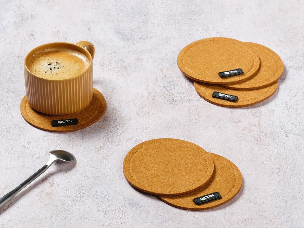 Round coaster - 6 pieces - Brown recycled felt