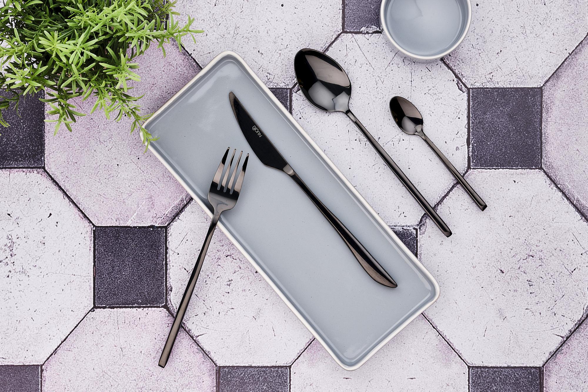 Set mit 6 kleinen Löffel OLAF - 6 tlg. - Schwarz