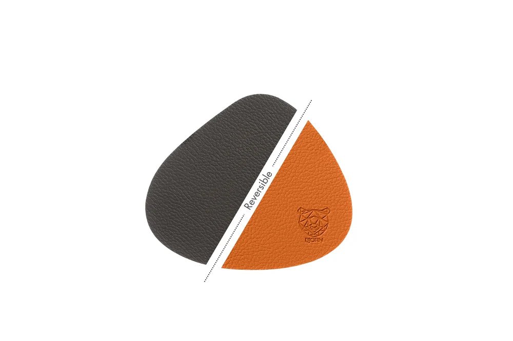 Wendbare Untersetzer "stone" - recyceltes Leder - 6 tlg. - Orange/Braun