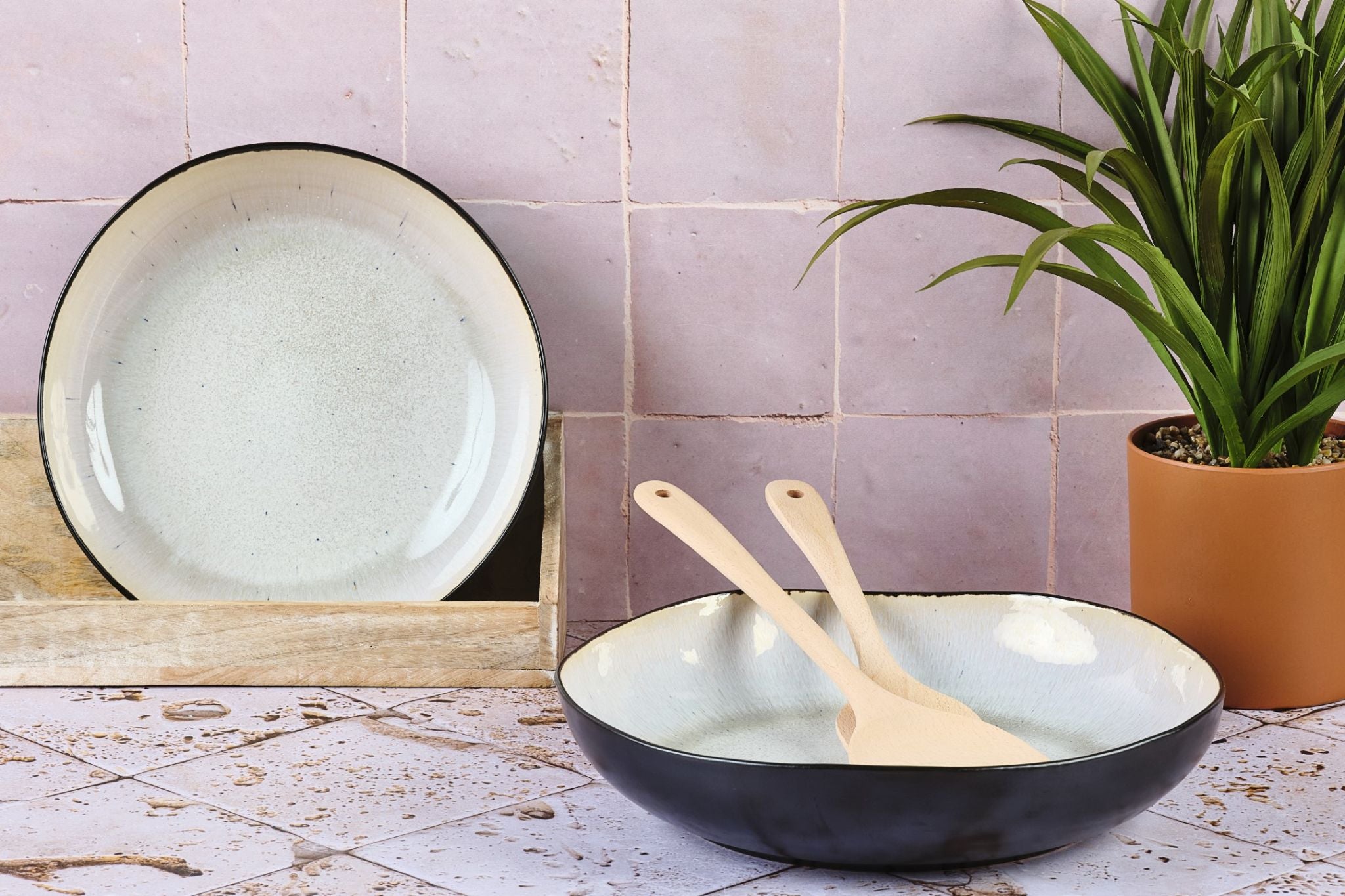 Cesto di frutta IRIS Ø27,5 cm e Ø32,5 cm - 2 pezzi - Bianco avorio