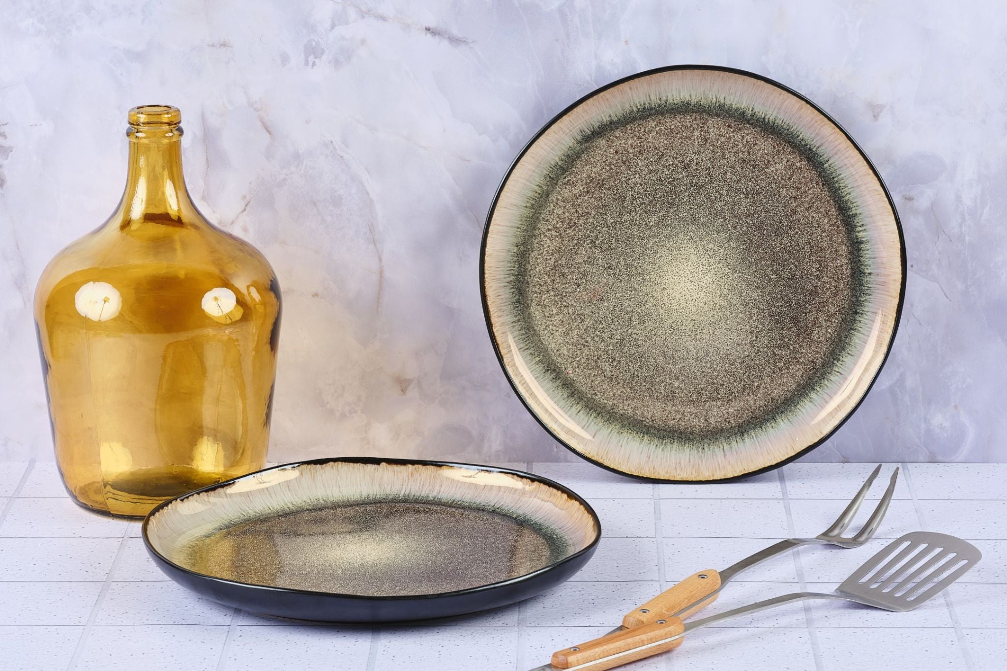 Service tray IRIS Ø32cm - 2 pieces - Wild brown