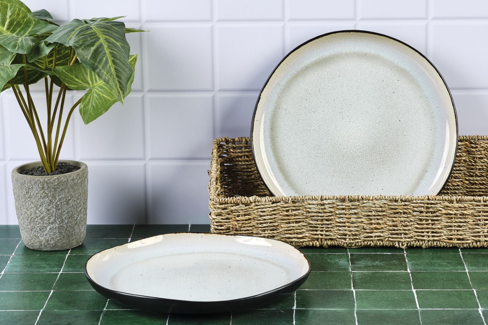 Plateau de service IRIS Ø32cm - 2 pièces - Blanc ivoire