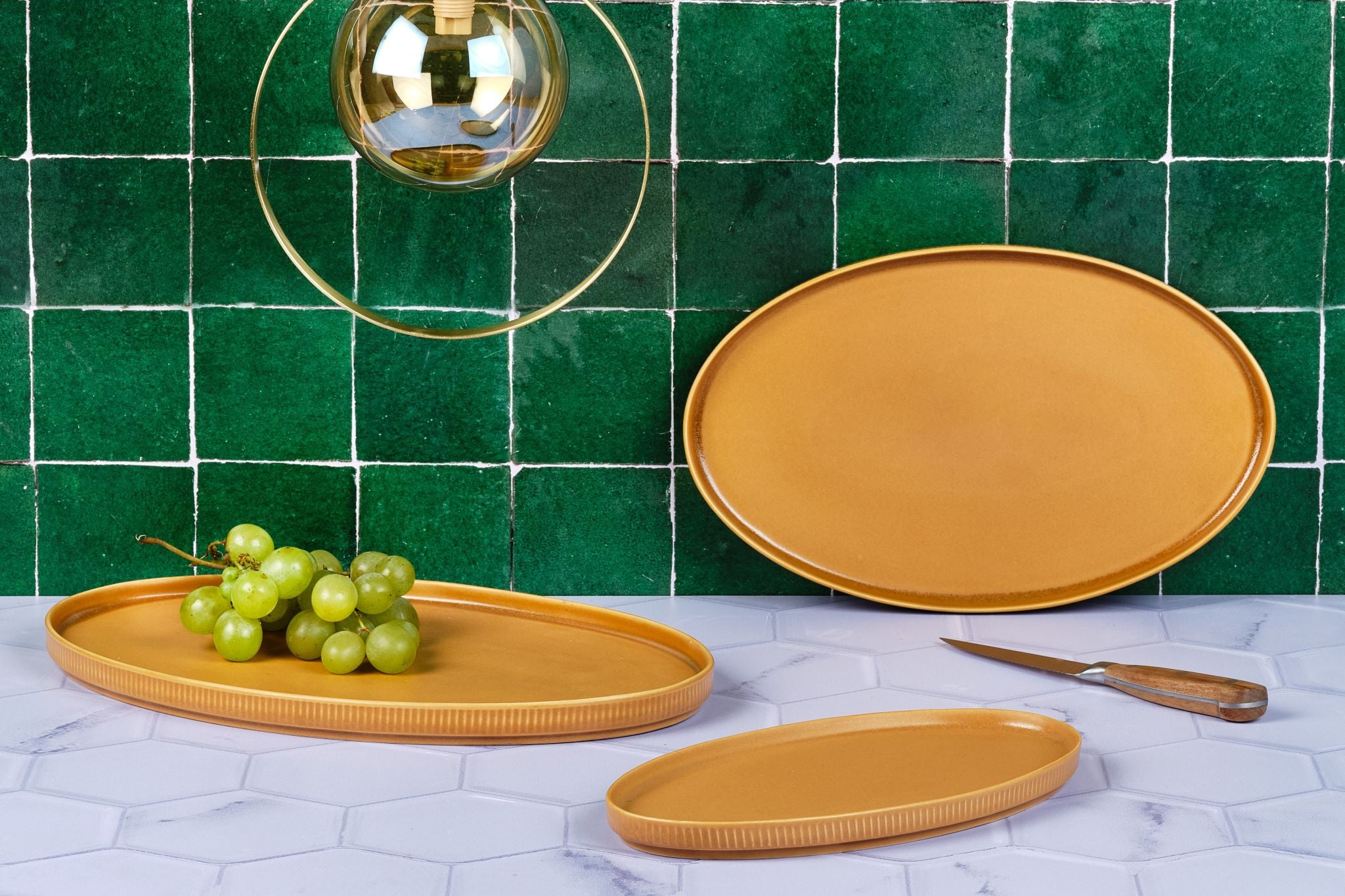 Vassoio da portata SCANDI - 3 pezzi - Ocra