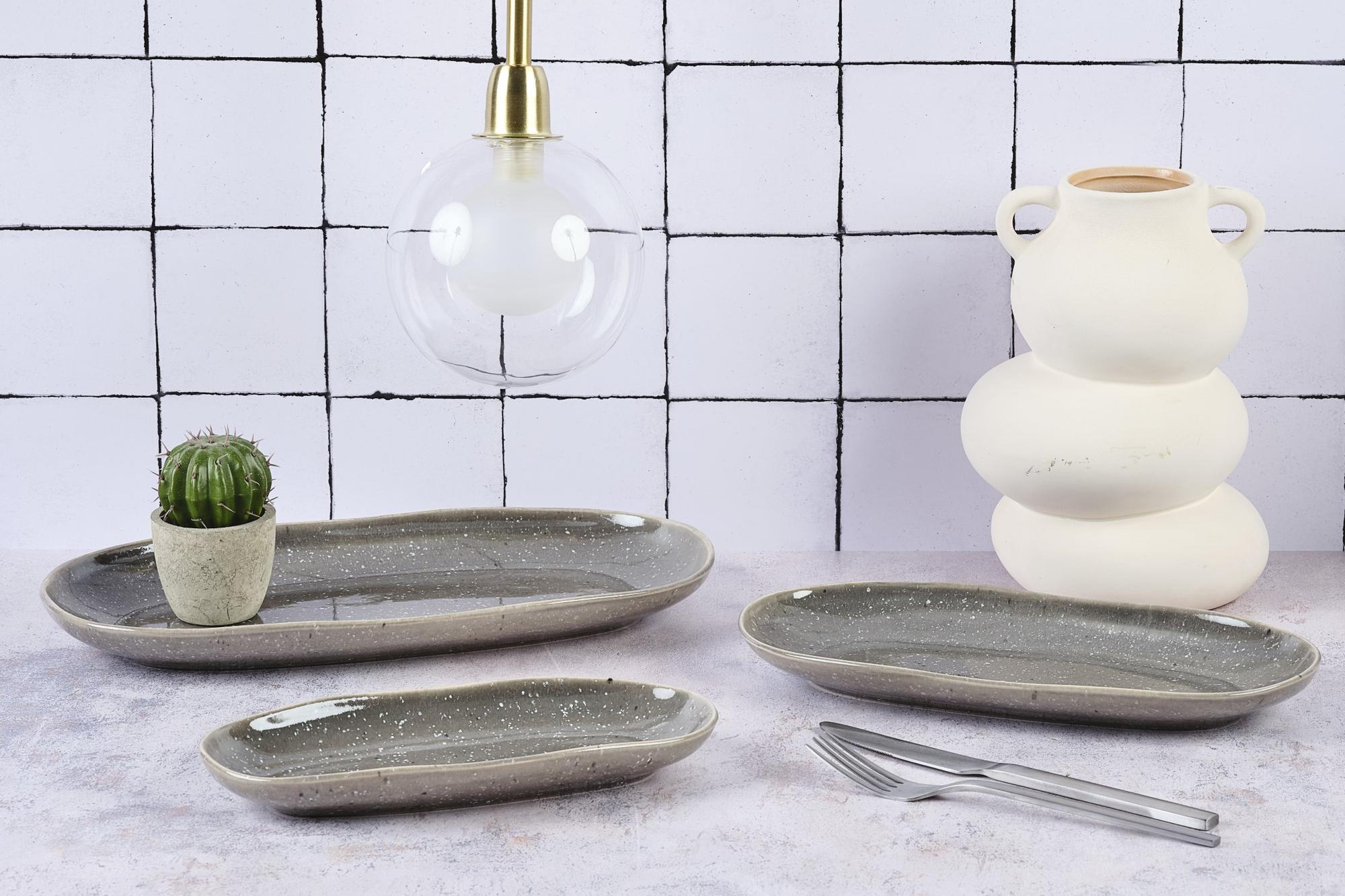 Servierplatten STELLAR - 3 tlg. - Betongrau