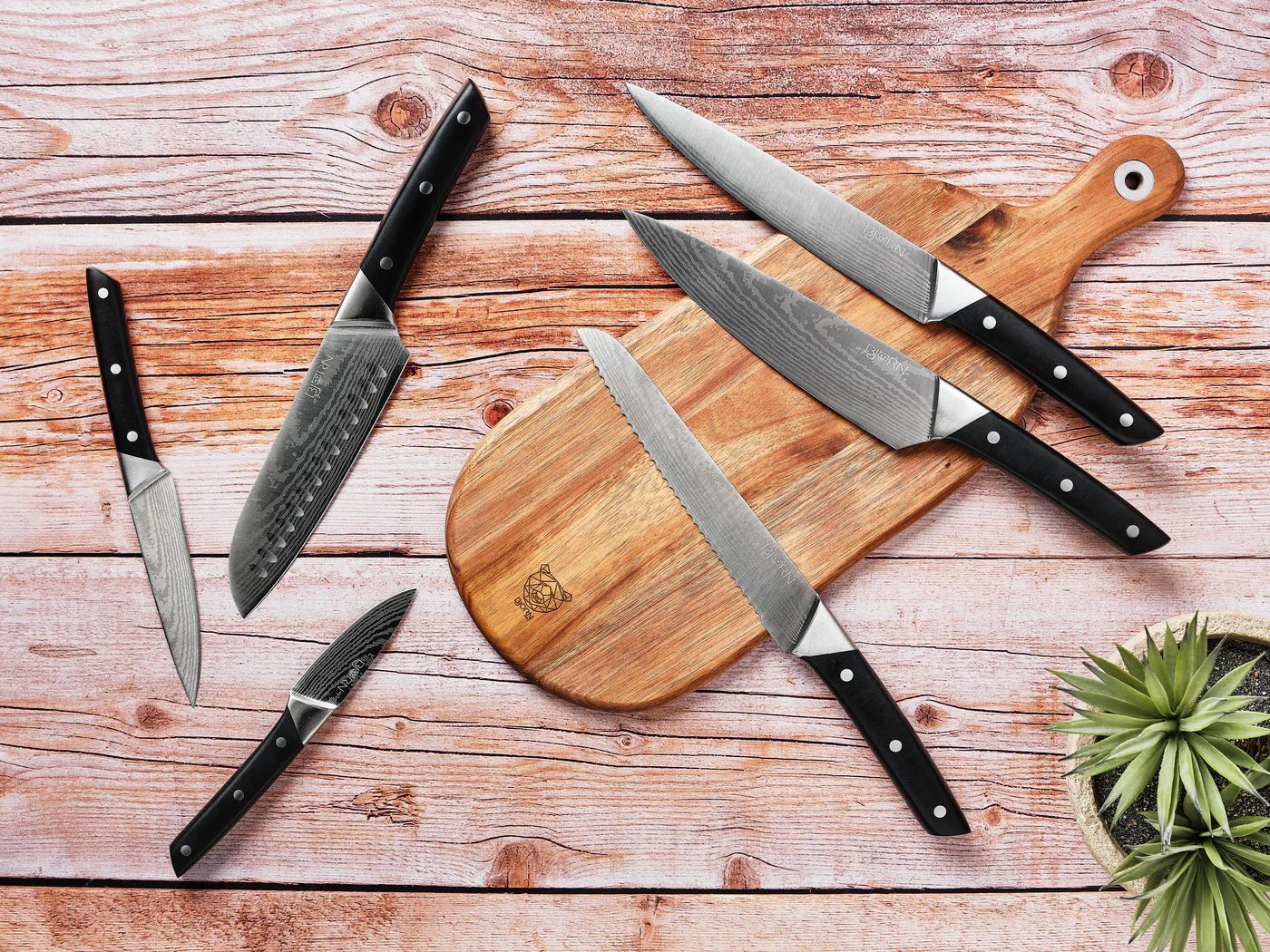 Bloc couteaux de cuisine et couteaux à steak ERLING LOVIISA - 14 pièces