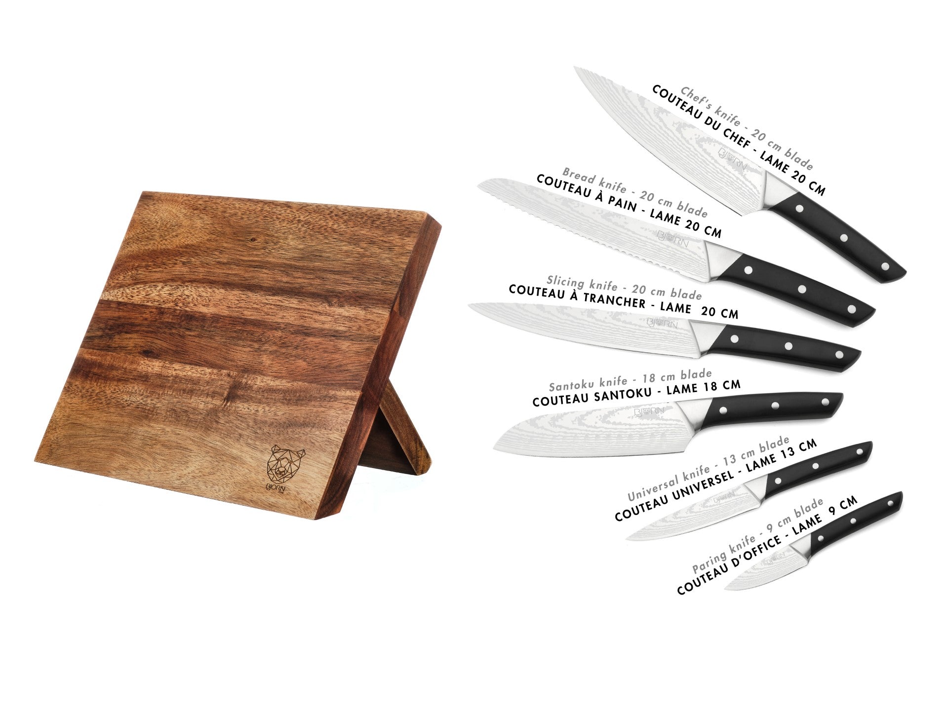 Küchenmesserblock-Set ERLING VANTAA - 7 tlg. - Braun