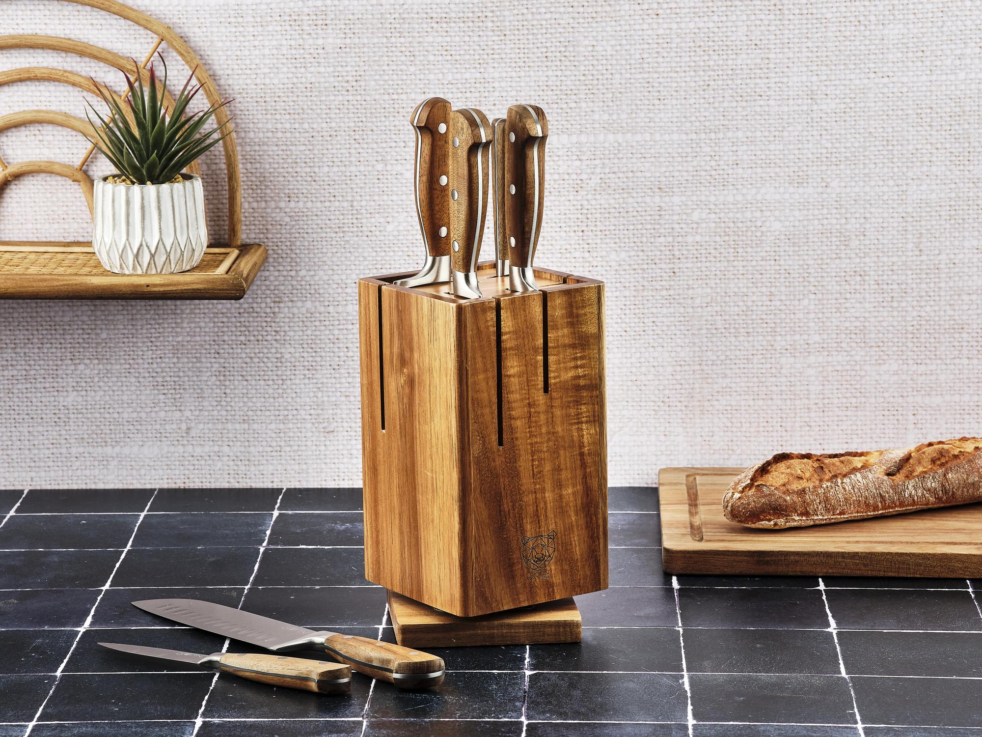 Küchenmesserblock-Set JAKOB SKAGEN - 7 tlg. - Braun