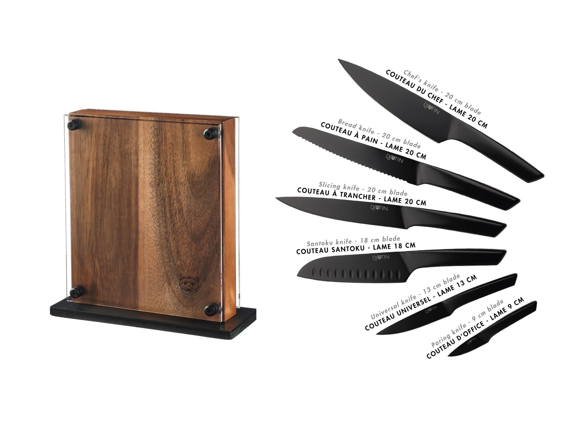 Küchenmesserblock-Set JENSEN RAUMA - 7 tlg. - Schwarz