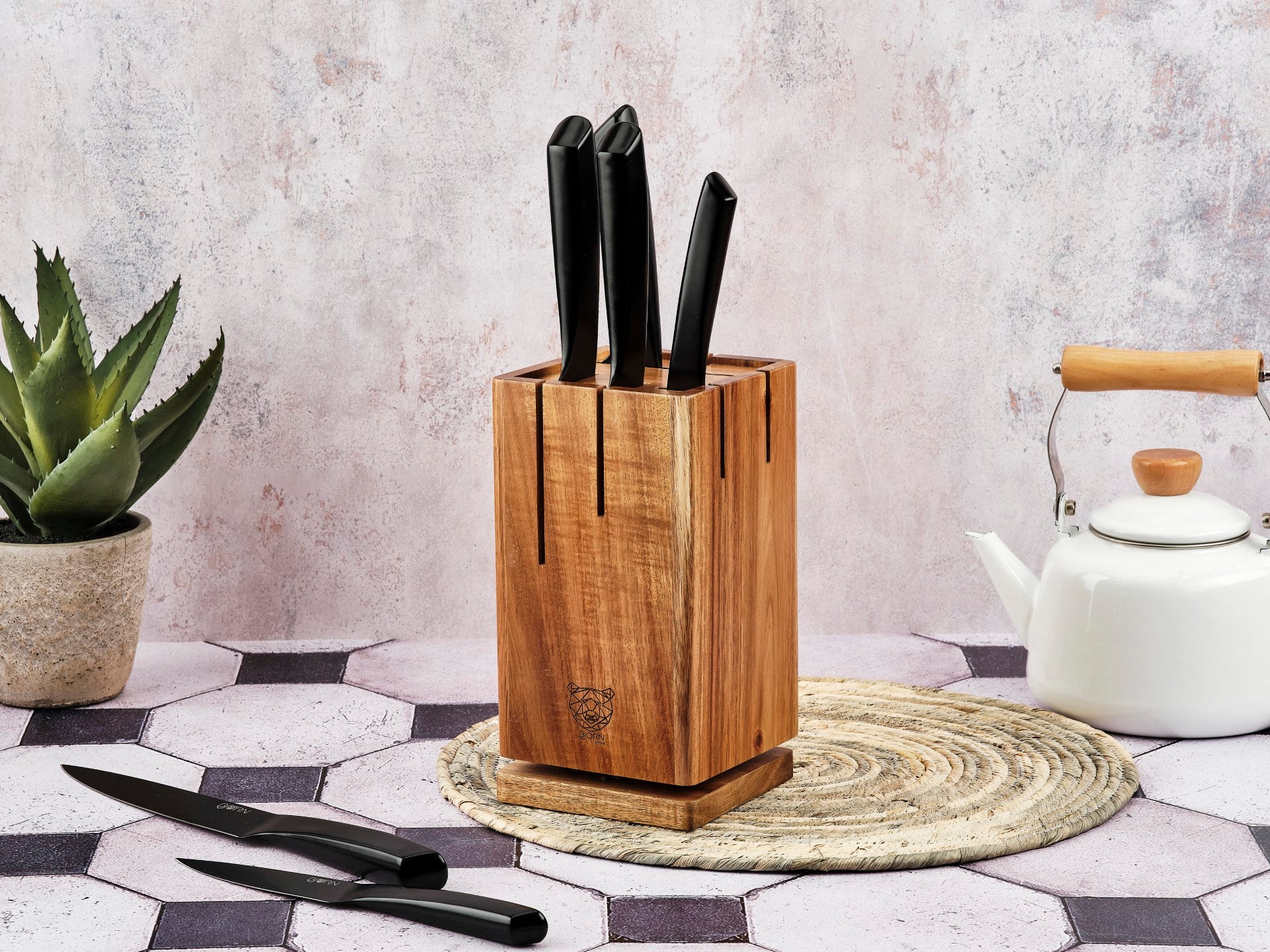 Küchenmesserblock-Set JENSEN SKAGEN - 7 tlg. - Schwarz