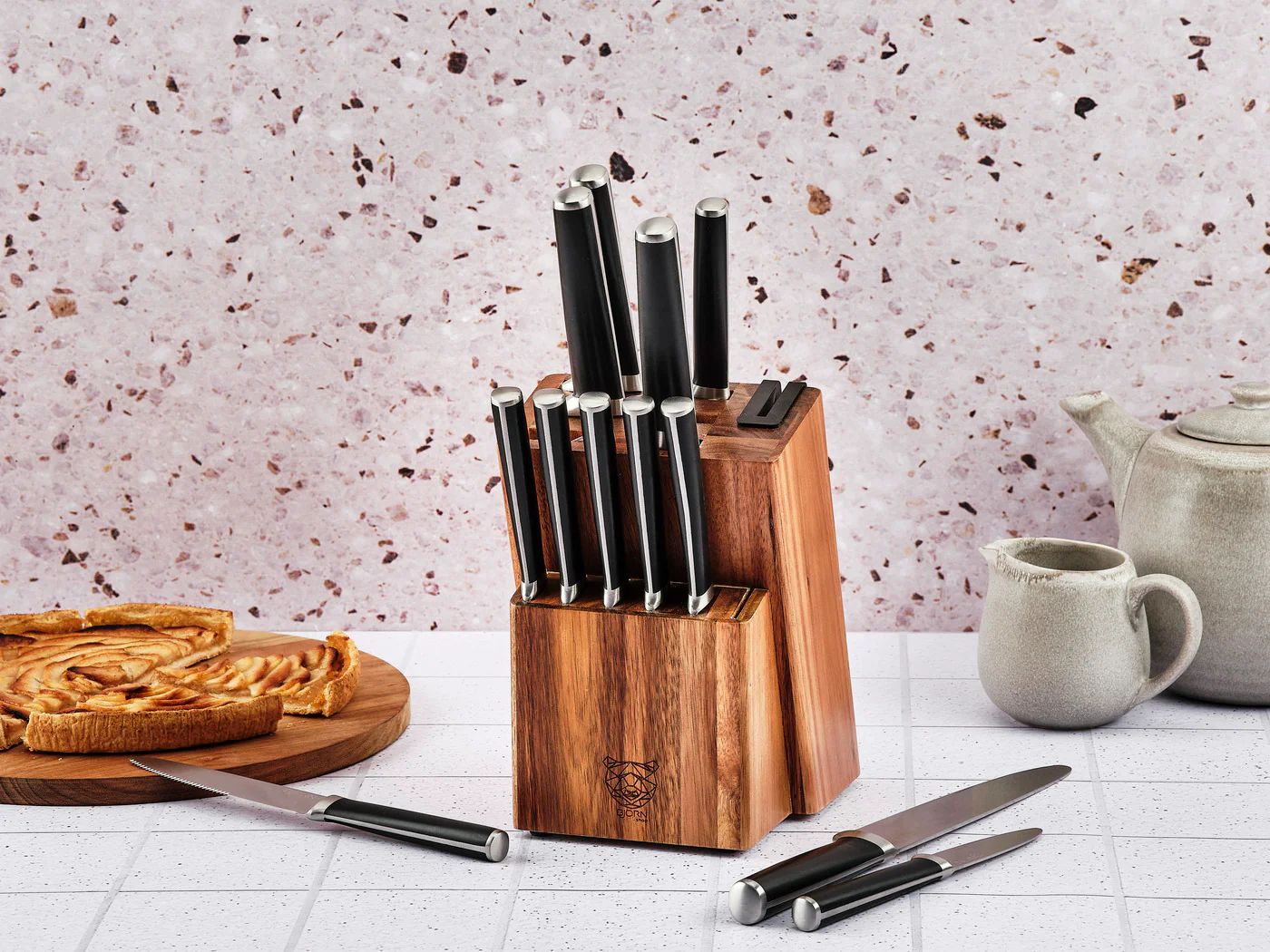 Küchenmesserblock JONA LOVIISA - 14 tlg. - Braun,Schwarz