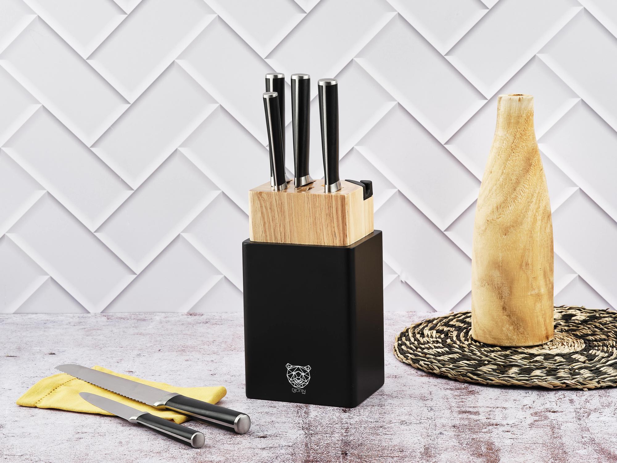 Küchenmesserblock-Set JONA PORVOO - 8 tlg. - Schwarz