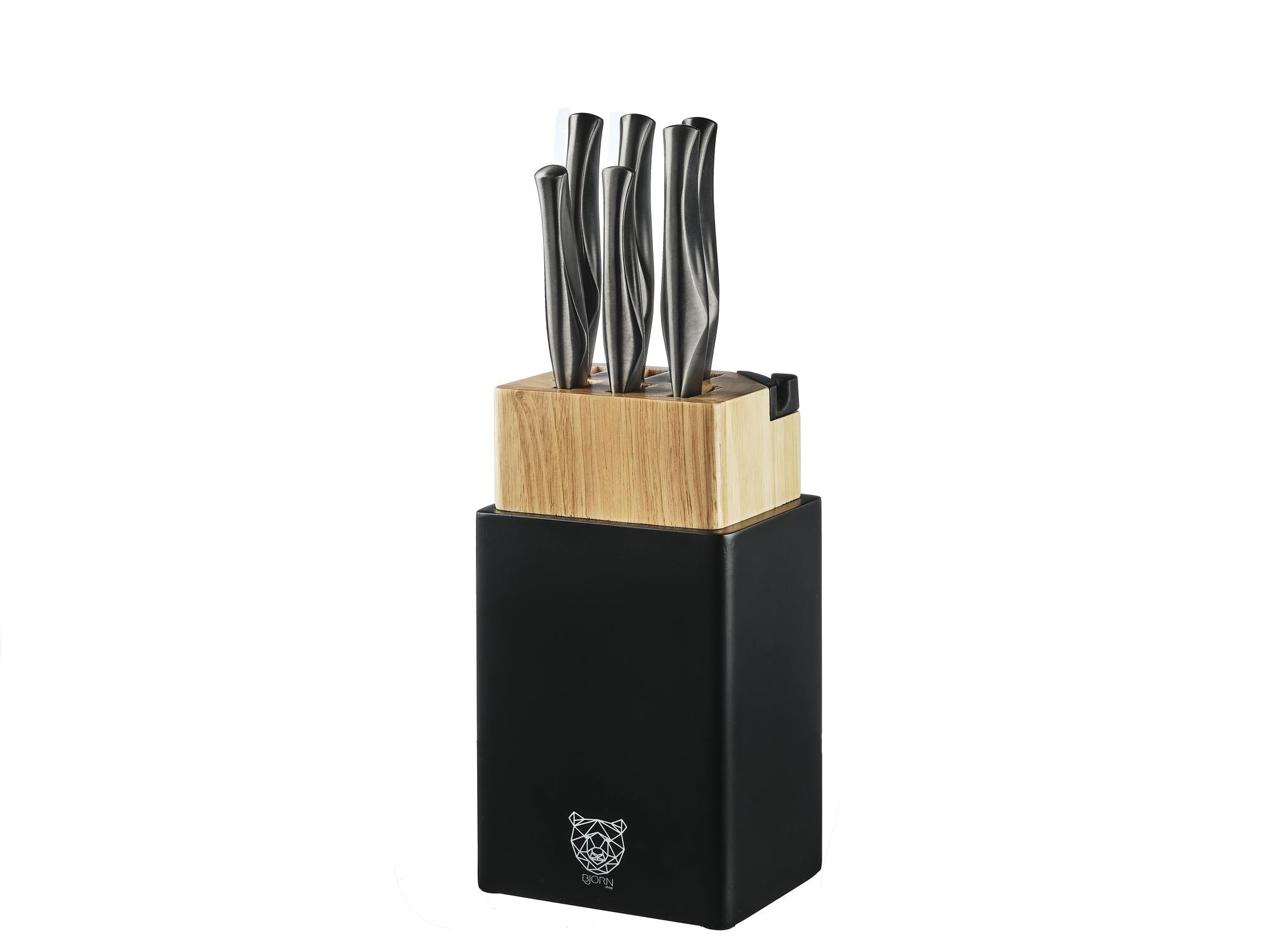 Küchenmesserblock-Set LARUS PORVOO - 8 tlg. - Schwarz