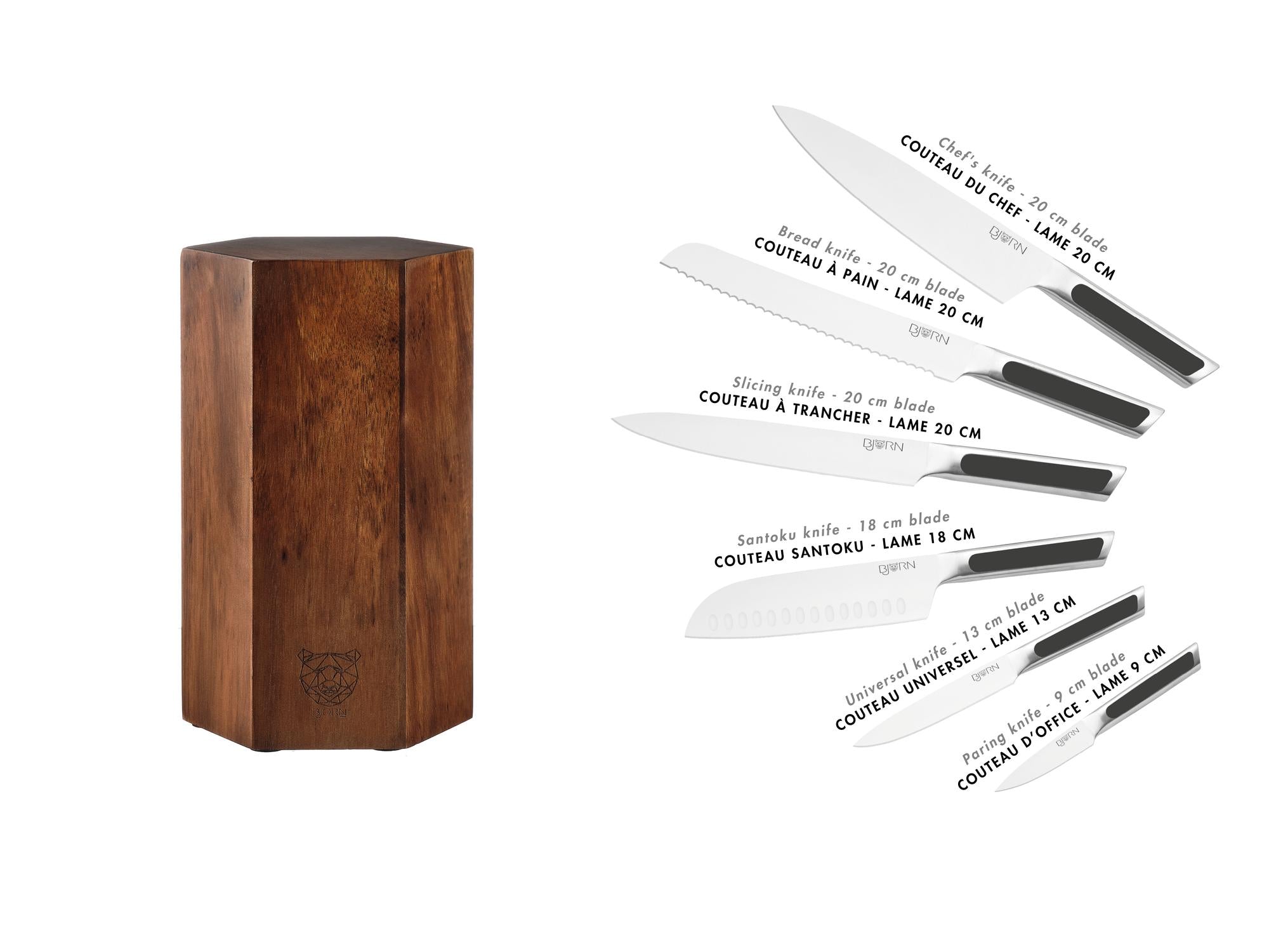 Küchenmesserblock-Set LOKI IMATRA - 7 tlg. - Braun