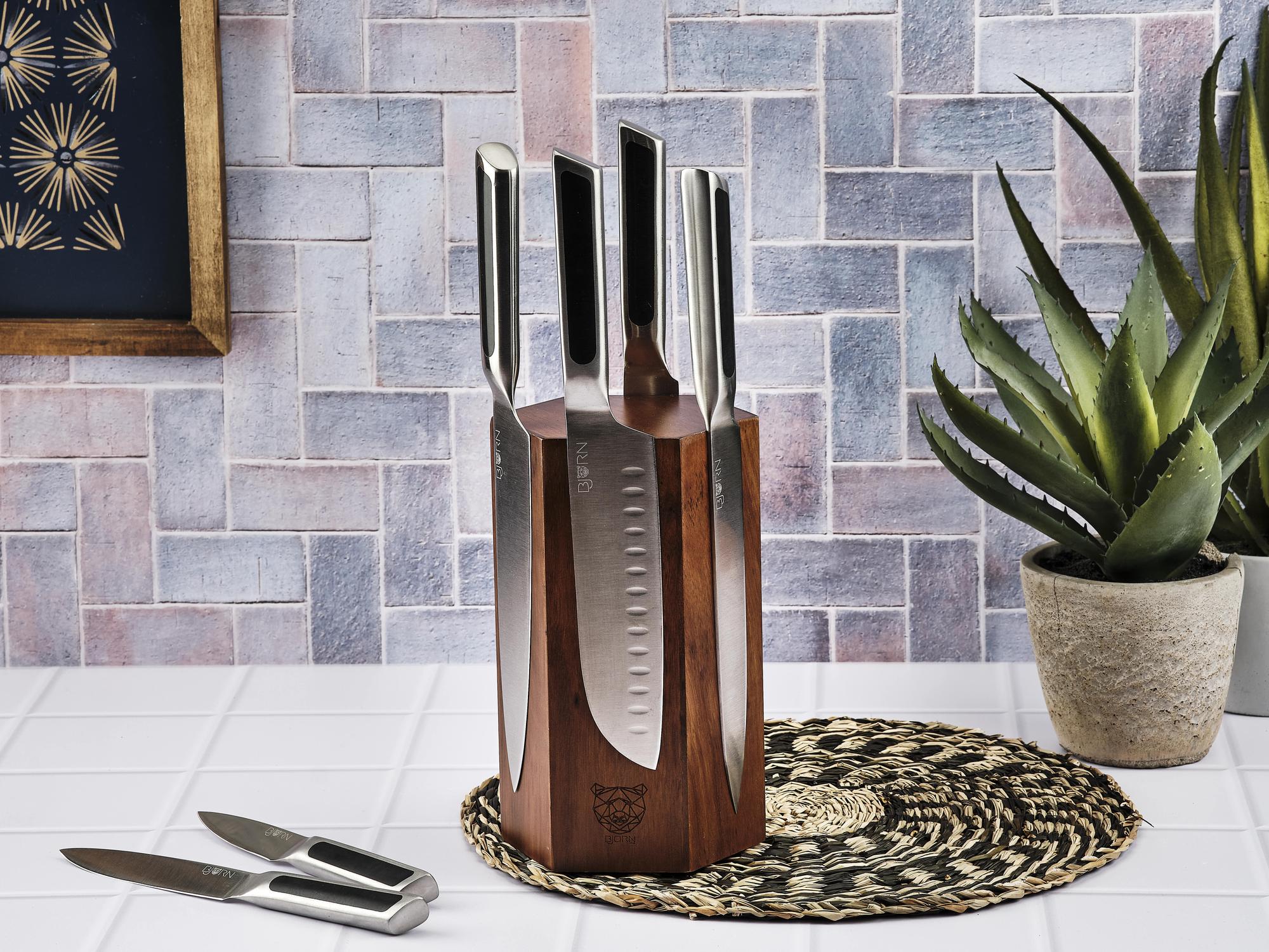 Küchenmesserblock-Set LOKI IMATRA - 7 tlg. - Braun