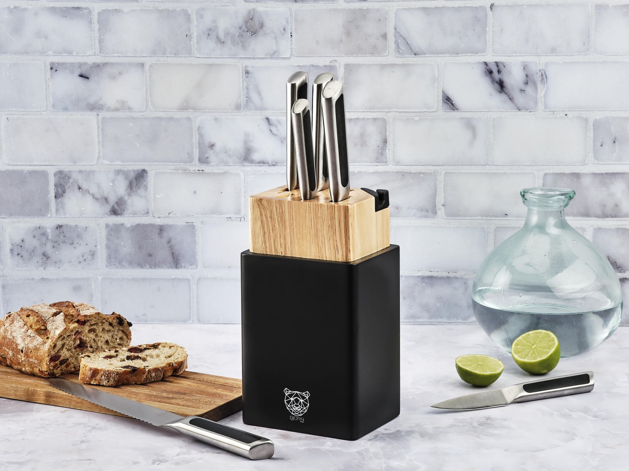 Küchenmesserblock-Set LOKI PORVOO - 8 tlg. - Schwarz