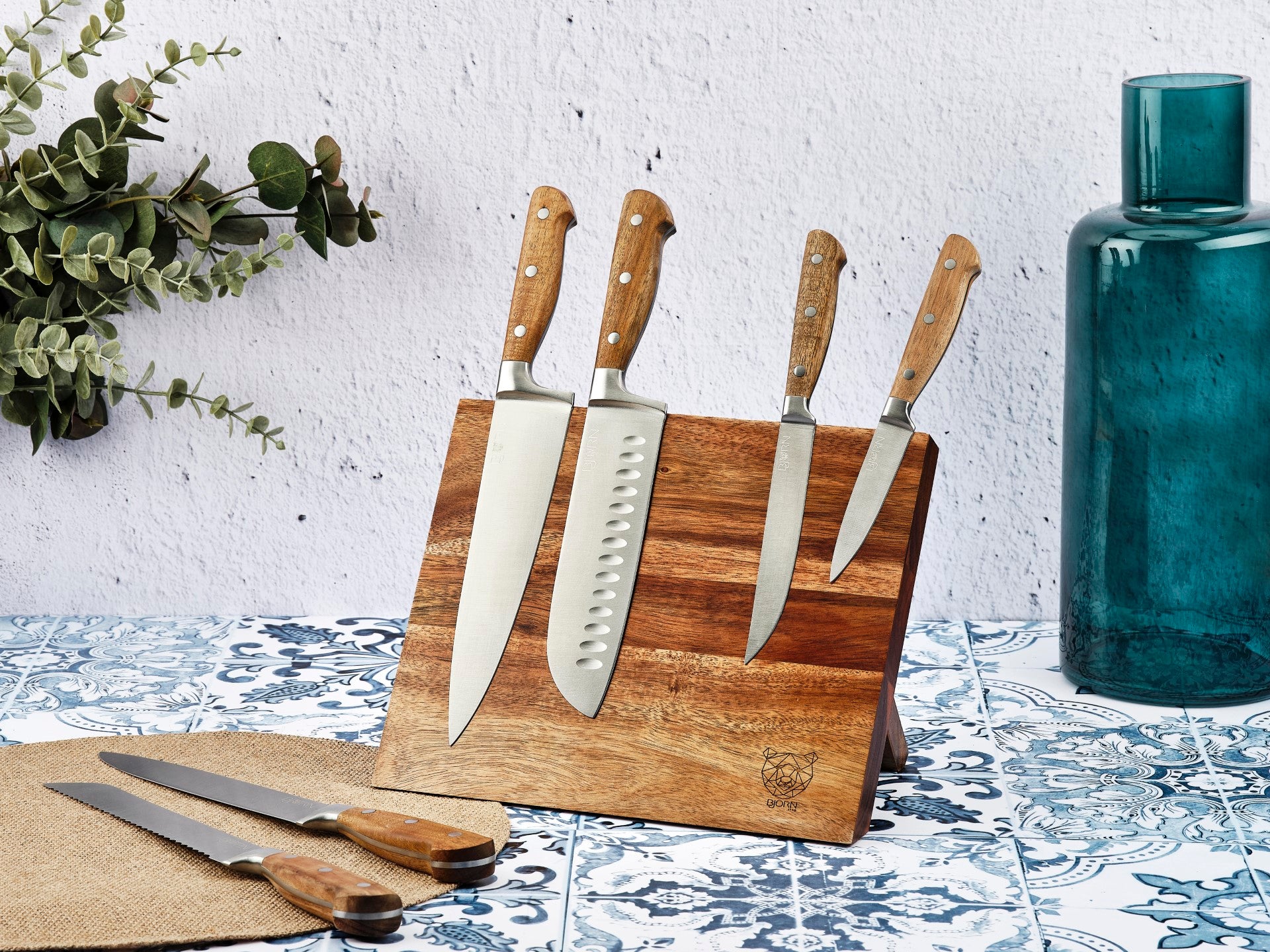 Küchenmesserblock-Set LOKI VANTAA - 7 tlg. - Braun