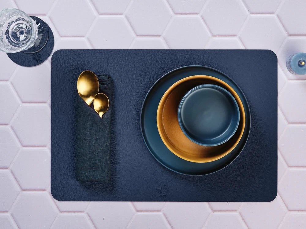 Tischserviette - Leinen & Baumwolle - 6 tlg. - Blau/Grau