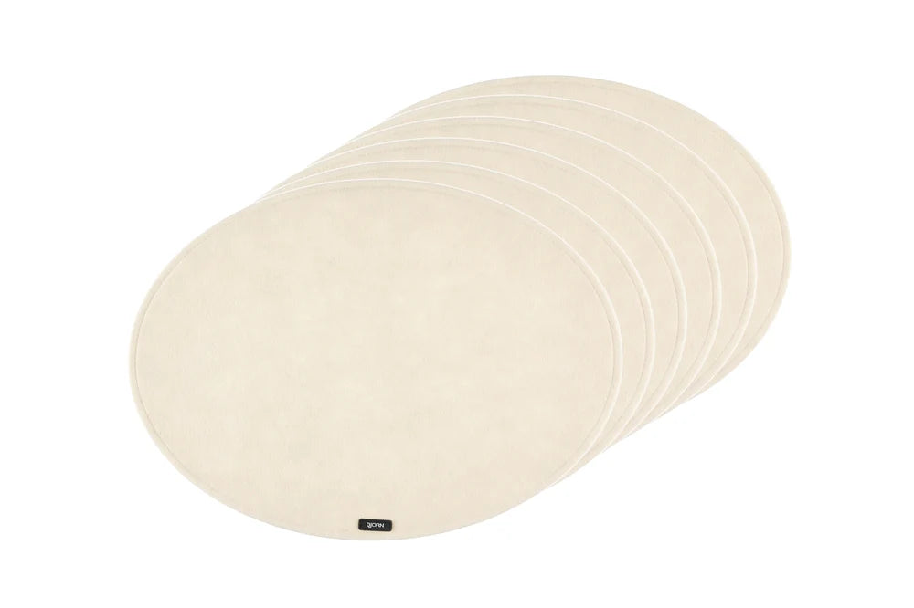 Tischset "oval" - recycelter Filz - 6 tlg. - Beige