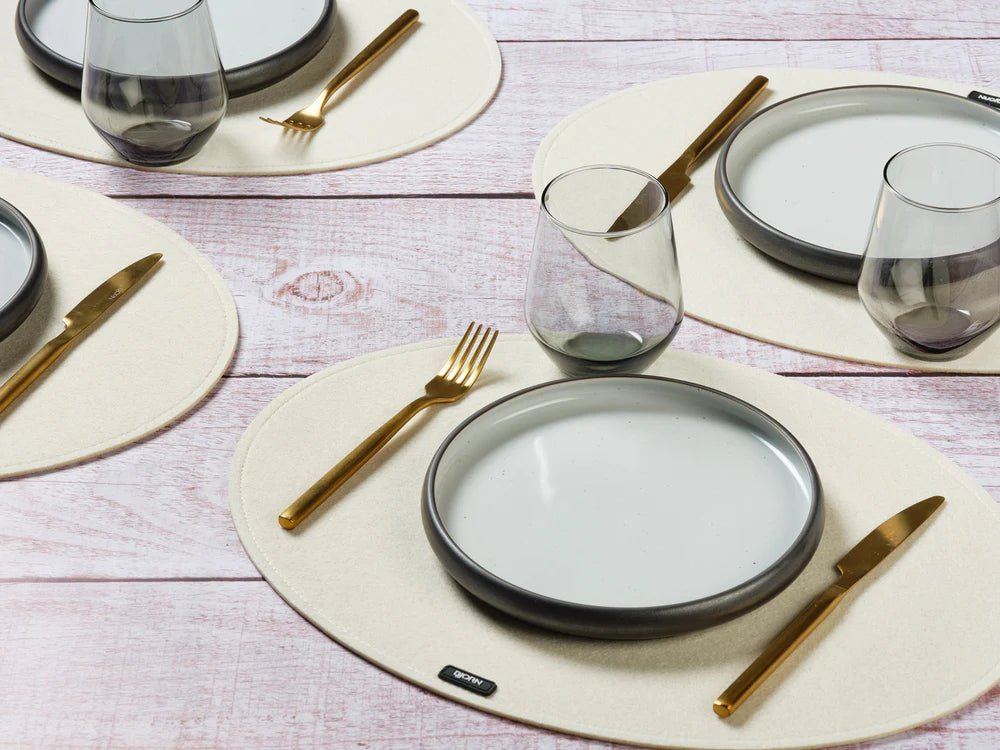 Tovaglietta ovale - 6 pezzi - Feltro riciclato beige