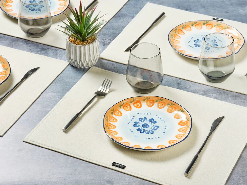 Tischset "rechteckig" - recycelter Filz - 6 tlg. - Beige