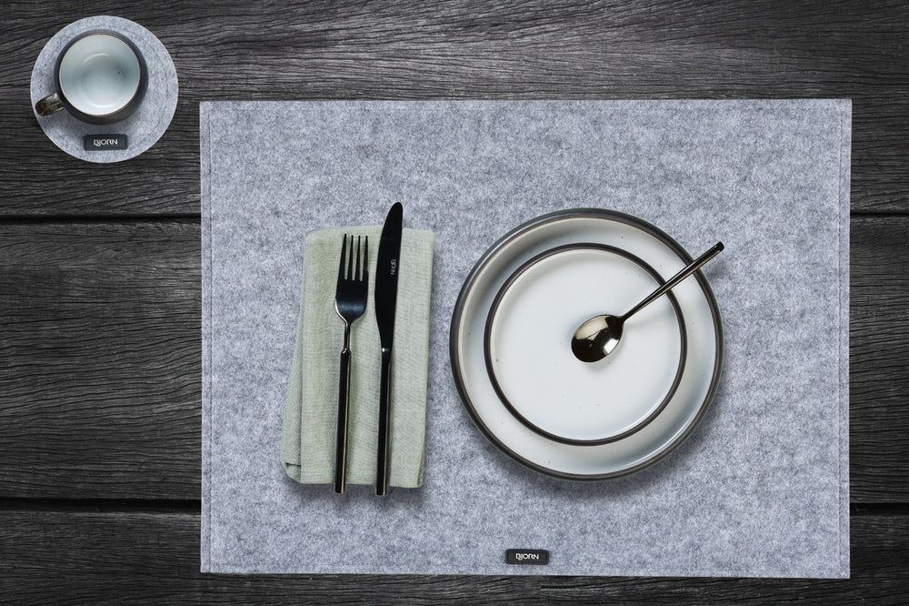 Rectangular placemat - 6 pieces - Gray recycled felt