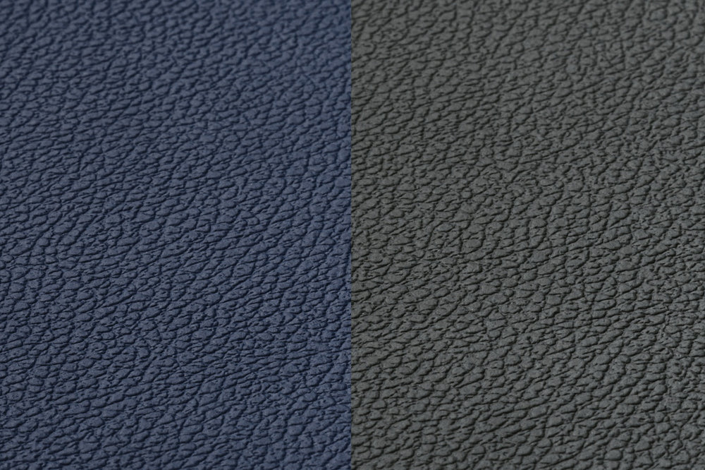 Reversible rectangular placemat - 6 pieces - Midnight blue and anthracite gray recycled leather