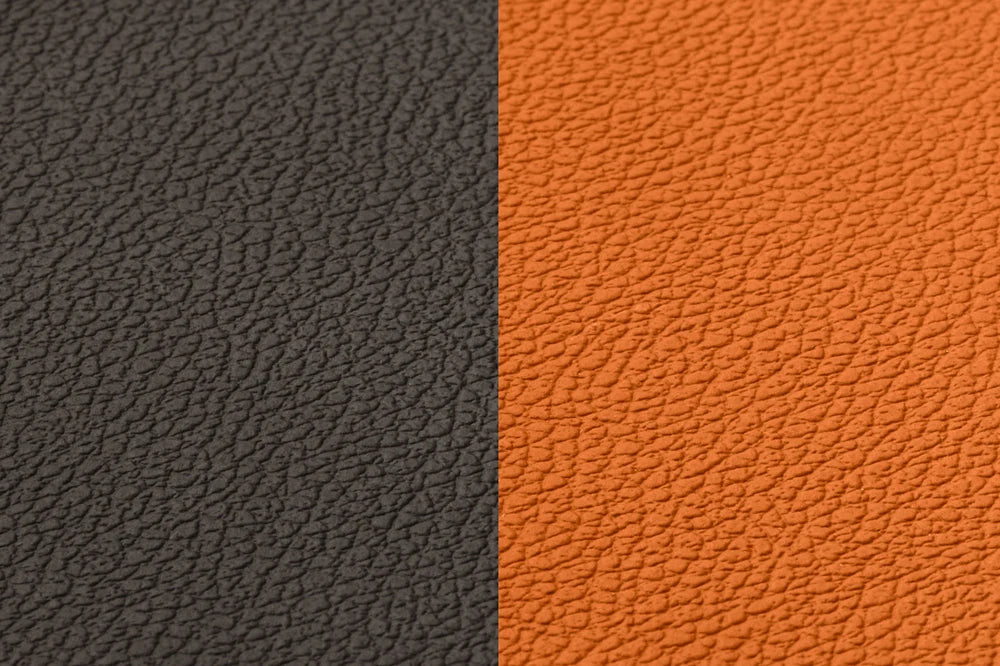 Set de table rectangulaire réversible - 6 pièces - Cuir recyclé orange et chocolat