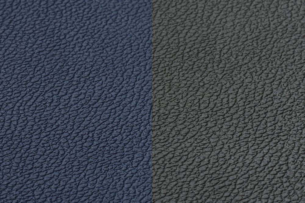 Reversible curve placemat - 6 pieces - Midnight blue and anthracite gray recycled leather