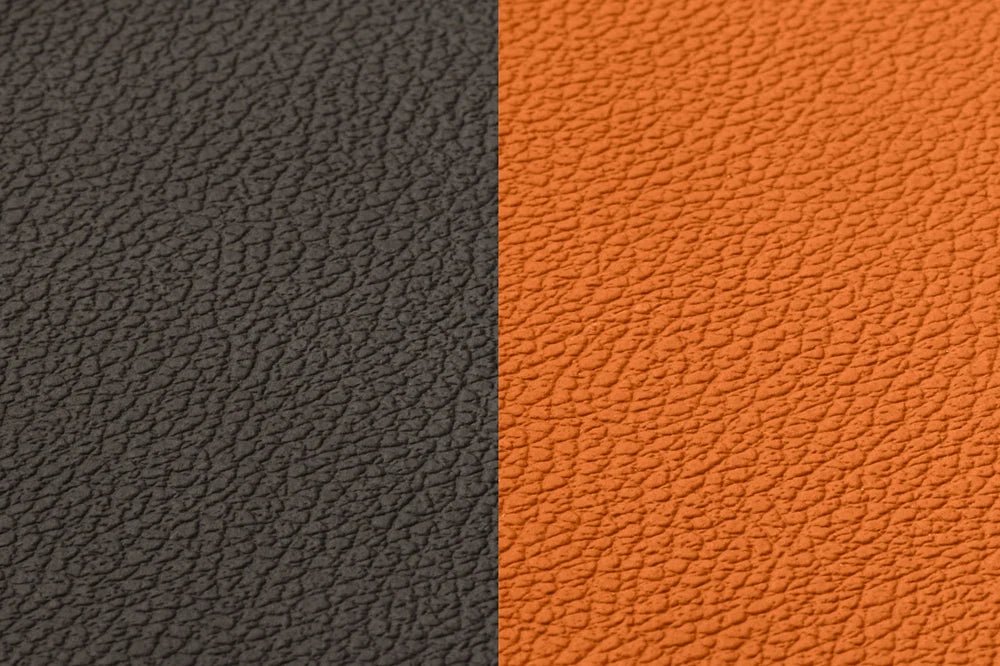 Wendbares Tischset "stone" - recyceltes Leder - 6 tlg. - Orange/Braun