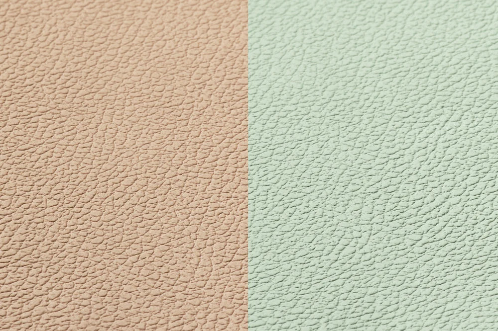 Reversible curve placemat - 6 pieces - Pale pink and pale green recycled leather