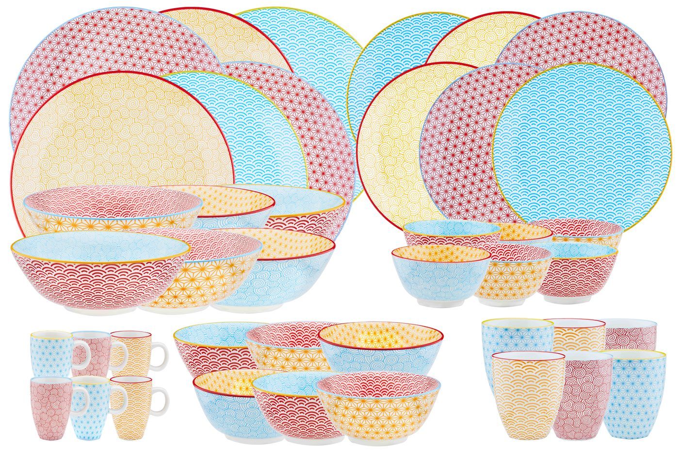 Geschirr-Set PATTERN - 42 tlg. - Farbig
