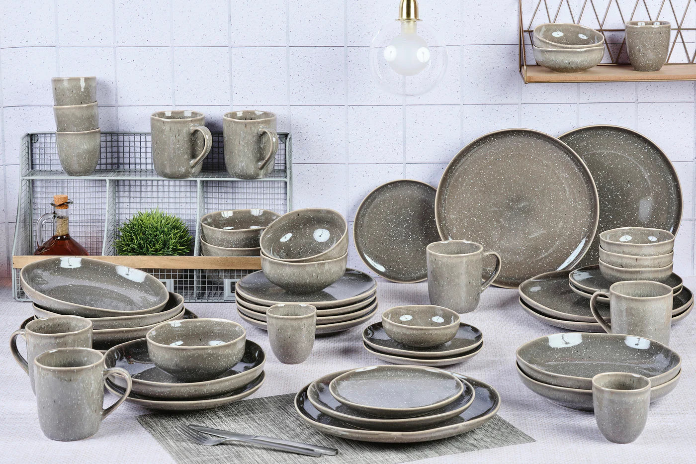 Geschirr-Set STELLAR - 48 tlg. - Grau
