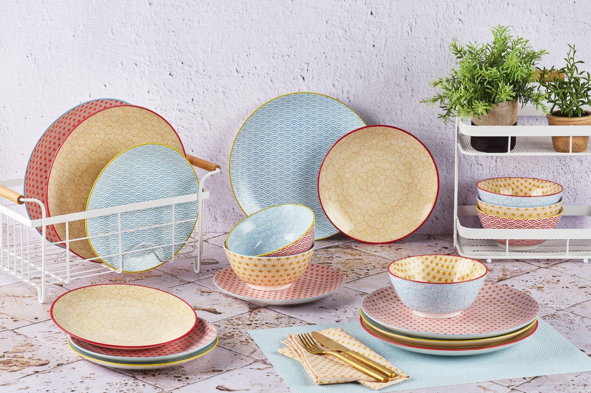 Geschirr-Set PATTERN - 18 tlg. - Farbig