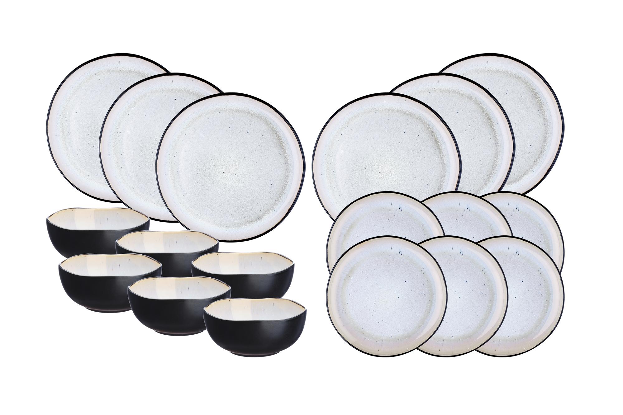 Geschirr-Set IRIS - 18 tlg. - Elfenbeinweiss