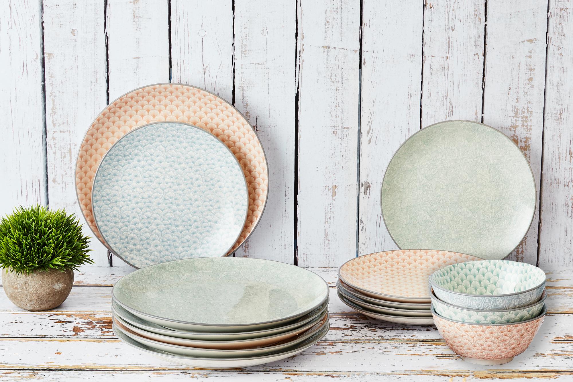 Geschirr-Set PATTERN - 18 tlg. - Pastel