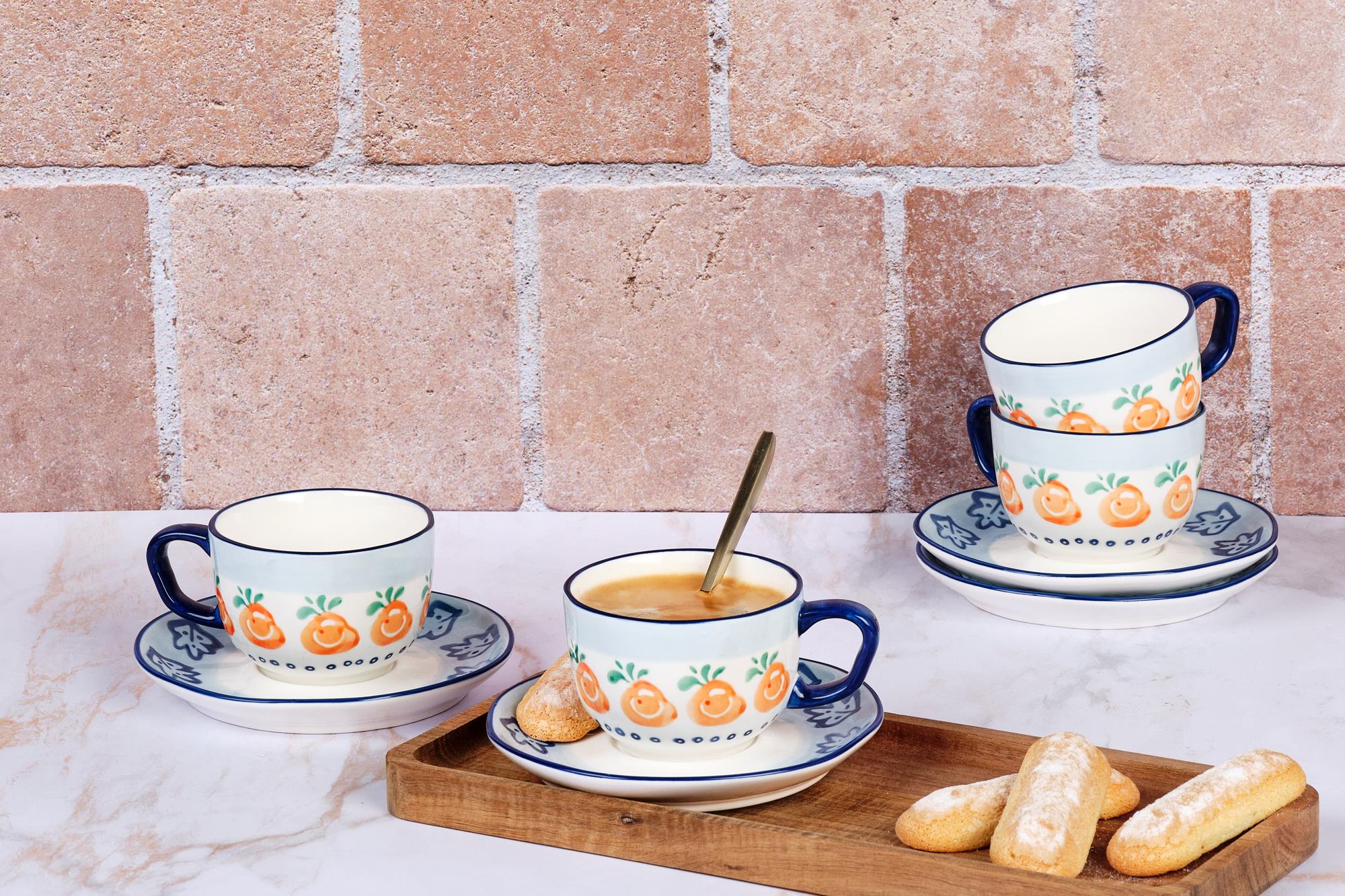 NAPOLI tazza 20cl con piattino Ø15cm - 8 pezzi - Agrumi