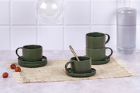 SCANDI cup 15cl and saucer Ø12cm - 8 pieces - Olive